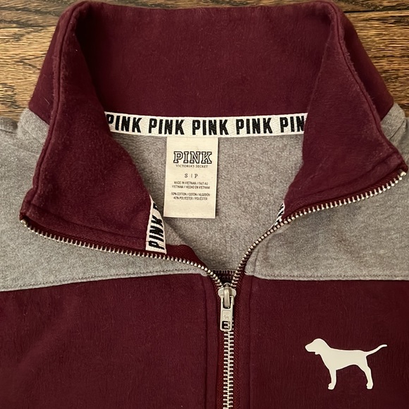 PINK Maroon Quarter Zip Sweatshirt - Picture 2 of 3